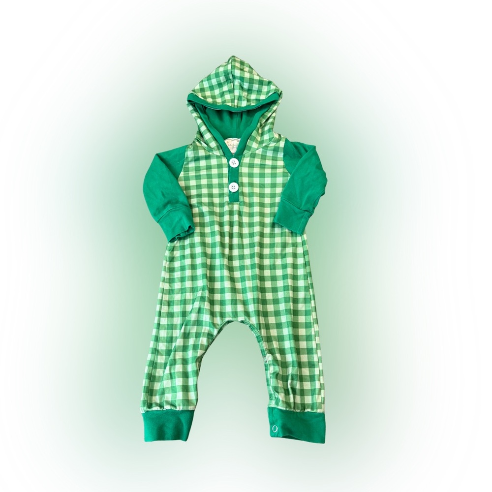 Butter Soft‎ Green Checkered Kids One Piece Size 6 months
